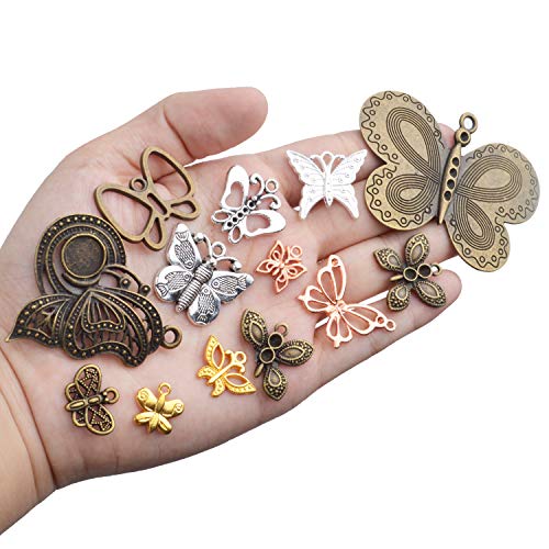 100g Mixed Butterfly Charms Vintage Fly Insect Pendant Charms for Necklace Bracelet Jewelry Making Crafting - style: Mixed Butterfly Charms