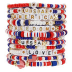Twinfree Bohemia Beaded Bracelet for Women, Polymer Clay Stretch Bracelets - color: color 1