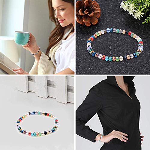 1200Pcs Faceted Rondelle Beads, Messar 6mm Crystal Glass Beads AB Color Plated Bicone Faceted Glass Beads for Bracelet Necklace Jewelry Making Set DIY Craft Projects (24 Mixed Colors)