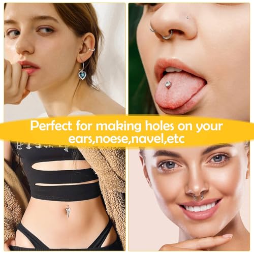 Professional Ear Piercing Gun, Reusable Ear Piercing Machine with Stainless Steel Piercing Studs, Colorful Crystal Earrings Set for At Home Salon Earlobe Cartilage Helix Tragus Piercing Tool Kit - color: Dark Black