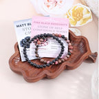 NCB 2.3-Piece 4mm Natural Crystal Gemstone Stretch Bracelets – Handmade Reiki Energy Healing Jewelry for Meditation,Yoga, Unisex - color: 2PCS ( Pink black Rhodonite+Matte Black Agate ), size: 6mm