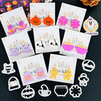 Xaekicr Halloween Polymer Clay Cutters Set – 8Pcs Clay Cutters for Earrings, Pumpkin Skull Witch Hat Molds for DIY Clay Jewelry Making - color: J color