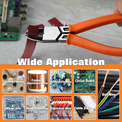 SPEEDWOX Wire Cutters 15 Angled Flush Cutters for Electronic Component Ultra-Sharp Diagonal Cutters Side Cutting Pliers Wire Snips for Jewelry Making Cutting Soft Wires, Electronics Zip Tes, Plastic - style: 15°angle
