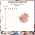 MECCANIXITY 200Pcs Plated Ball Head Pins Jewelry Making 24 Gauge 25mm Wire Head Pins Brass Ball Head Pins End Head Pins for DIY Craft Necklaces Bracelets Earrings, Bronze and Gold - color: Bronze and Gold, size: 25mm