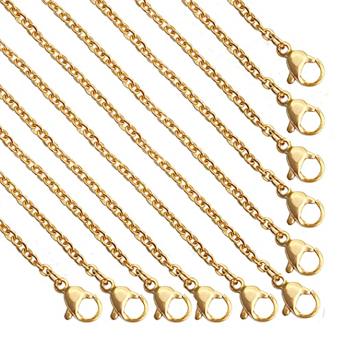 30 Pack Necklace Chains 2mm Gold Plated Stainless Steel Link Cable Chain Necklace Bulk for DIY Jewelry Making Supplies (22 Inches) - color: Gold 22 Inches
