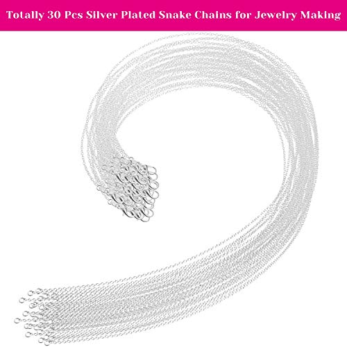 Necklace Chain for Jewelry Making, Selizo 30 Pack Chains Necklace Bulk Silver Plated Necklace Chains for Necklace Jewelry Making, 1.2 mm (22 Inches) - size: 22 Inches