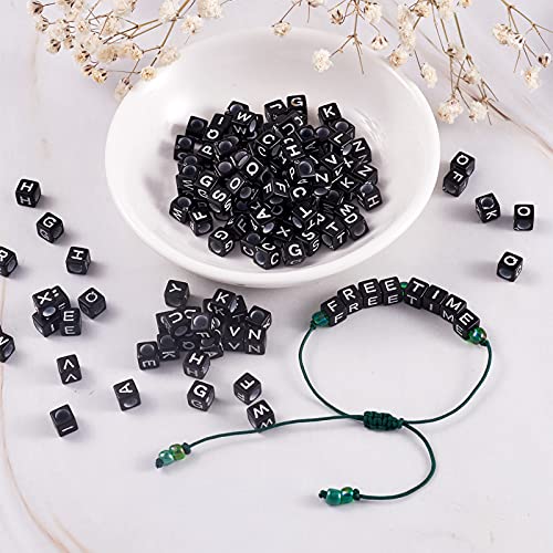 FASHEWELRY 500Pcs Acrylic Cube Letter Beads 5x5x5mm Black Square Letter F Alphabet Beads for DIY Bracelet Necklace Jewelry Making - color: Letter F