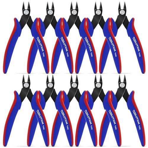 10 Pack Flush Wire Cutters - Small Diagonal Cut Pliers Side Cutter Snips Bulk - Micro Clippers for Cutting Zip Tie Model 3D Printer - Mini Nippers for Crafting Electrical Jewelry Making - size: 10 Pack