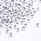 100Pcs Letter Beads 4x7mm White Round Acrylic Alphabet Beads Letter E Beads for Jewelry Making DIY Bracelets Necklaces Key Chains - color: E 100Pcs