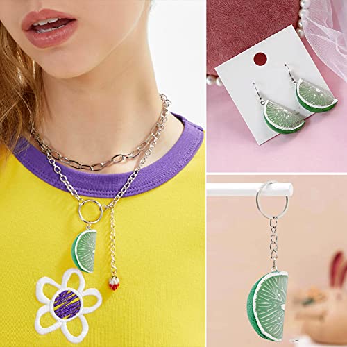 Cheriswelry Cup Cake Resin Pendants Lovely Food Sweet Dessert Dangle Charms Links Hanging Ornament with Metal Loop Fruit Pendants for Key Chains Bracelet Necklace Jewelry Making - color: Green Orange