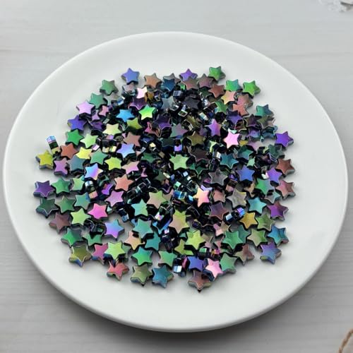 450 PCS Acrylic Star Shape Beads AB Colors Loose Pony Spacer Beads with Hole for Jewelry Making Necklace Earring Key Chains DIY Projects(Black AB) - color: Black AB