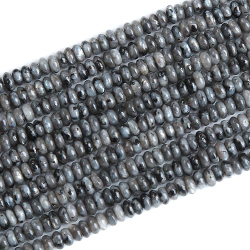 150PCS 2x4mm Natural Black Labradorite Stone Rondelle Beads Abacus Disk Stone Beads Round Loose Spacer Gemstone Beads for DIY Bracelet Necklace Jewelry Making - color: Black Labradorite, size: 2x4mm Abacus Disk