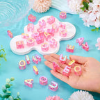 FASHEWELRY 50Pcs Large Letter Beads, 20mm Big Acrylic Alphabet Beads, Large Hole Vowel Bead Spacer for Bracelets Necklaces Bag Charms Shoelaces Keychains Lanyards (Deep Pink) - color: Deep Pink
