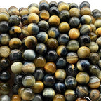 ABCGEMS 2-Tone Namibian Blue Tigers Eye Beads (Gorgeous Silky Lusture- Beautiful Matrix) Jewelry Making Craft Smooth Round 8mm