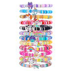 Friendship Bracelets Boho Stackable Bracelets for Women Surfer Heishi Clay Bead Bracelets Stretch Preppy Bracelets Colorful Boho Bracelets for Women - color: 12pcs cute animals