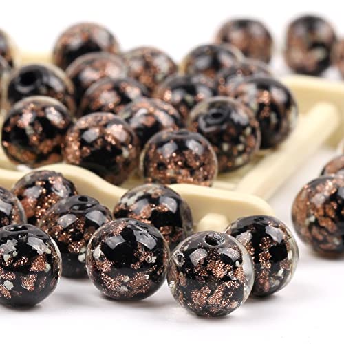 100 Pieces 8mm Black BeadsTransparent Glass Beads, Small Round Matte Sea Glass Beads for Jewelry Making, Earring Spacer Beads,DIY Crafts Bracelets Necklaces Earrings - color: black