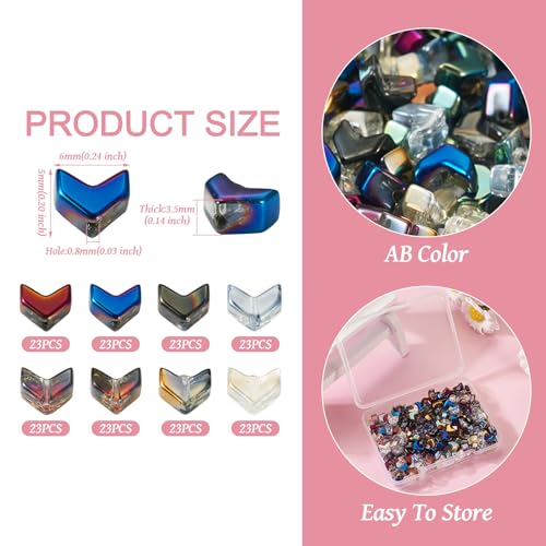 Cheriswelry 184pcs Arrow Glass Beads Colorful Electroplate Tiny Loose Spacer Beads Full/Half Plated Handcrafted Beads Bracelet Beads 5x6mm for DIY Earring Necklace Jewelry Making - color: Mixed Color-Arrow