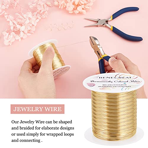 BENECREAT 26 Gauge 131 Yards Jewelry Beading Wire Light Gold Tarnish Resistant Copper Wire for Beading Wrapping and Other Jewelry Craft Making - color: Light Gold, size: 26 Gauge