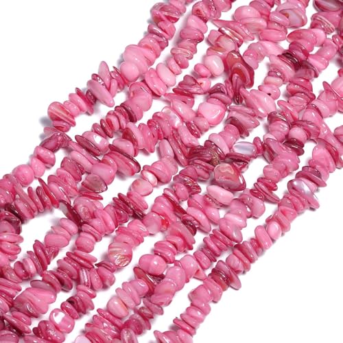 Chip Shell, 260pcs 5-8mm Irregular Shell Beads with Holes, Peach Pink Shell & Rose Quartz Like Chip Beads for Jewelry Making - color: Peach Pink