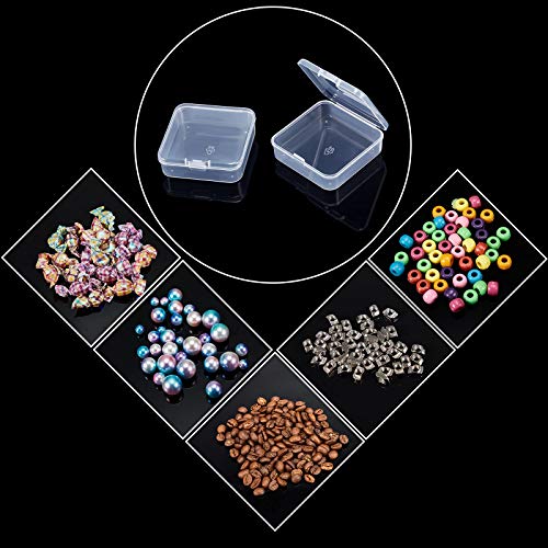 SATINIOR 12 Pack Clear Plastic Beads Storage Containers Box with Hinged Lid for Beads and More (2.52 x 2.52 x 0.79 Inch) - size: 2.52 x 2.52 x 0.79 Inch