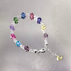 Gem Avenue Adjustable 7 to 8 inch Bracelet with .925 Silver and Austrian Crystals - color: Multicolor