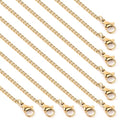 Cadikez 24PCS Gold Curb Chain Necklace Bulk, 2mm 18inch 18K Gold PVD Plated Stainless Steel Finished Flat Twisted Link Chains for Necklace Jewelry Making - color: 2.0mm Gold Color