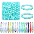 200pcs Glass Beads for Bracelets, 8mm Crystal Glass Round Beads for Jewelry Making, DIY Crafts, Single Box (Sea Blue) - color: Sea Blue