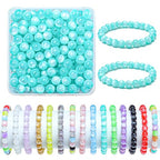 200pcs Glass Beads for Bracelets, 8mm Crystal Glass Round Beads for Jewelry Making, DIY Crafts, Single Box (Sea Blue) - color: Sea Blue