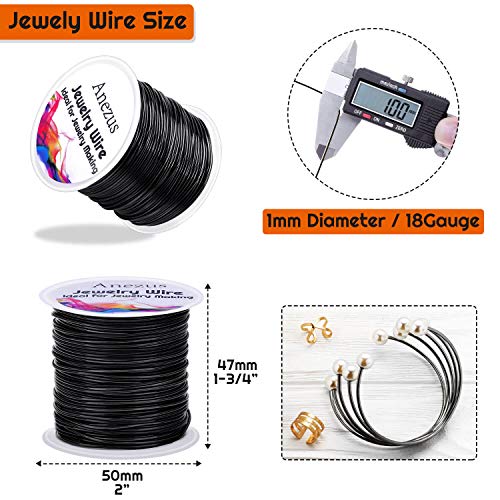 Anezus Craft Wire - Tarnish Resistant Copper Beading Wire for Jewelry Making Supplies (Black, 18 Gauge) - color: Black