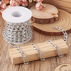 Craftdady 16.4 ft Aluminum Curb Chain Link 13.5x8mm Twisted Unwelded Silver Oval Cross Chain Link Necklace Chain with Spool for Bracelet Tassel DIY Crafts Jewelry Making - color: Silver, 13.5x8mm