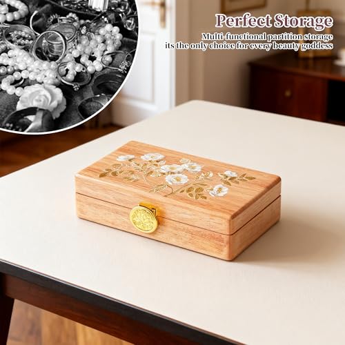 Travel Jewelry Case Small Wood Jewelry Organizer Jewelry Box for Women (Pine Wood Print) - color: Pine Wood Print