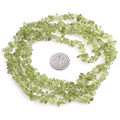 HAAMIIQII 3-5mm Natural Green Peridot Chips Beads Irregular Chip Stones Loose Gemstone Beads for Jewelry Making Strand 30 Inch - color: Peridot
