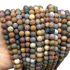 ABCGEMS Velvet-Matte-Finished Madagascan Kabamby Ocean Jasper Beads (Enhance The Stone's Inherent Texture and Nature Hues with a Non-Glare Aesthetic) Smooth Round 8mm (Non-Shiny) - color: Kabamby Ocean Jasper (From Madagascar)