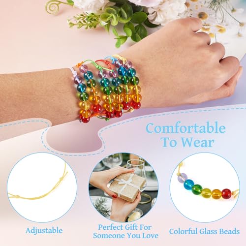 Elecrelive Glass Round Beaded Bracelet Set Clay Beaded Bracelets Stretch Bracelets - color: Colorful