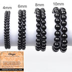 MASSIVE BEADS Handmade Yoga Stretch Elastic Bracelet Natural Stone Crystal Healing Power Energy Gifts for Unisex Adult 4mm 6mm 8mm 10mm - color: Black Onyx(Positive Energy), size: 10mm
