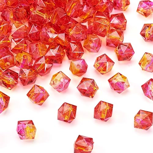 Craftdady Square Polygon Acrylic Beads 100pcs Crystal Clear Two-Tone Pink Spacer Charms for DIY Jewelry Making - color: DeepPink,Polygon