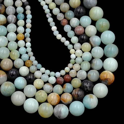 AD Beads Natural Gemstone Round Loose Beads 15" for Bracelet Necklace Earrings Jwelery Making Crafts DIY (4mm, Multicolor Amazonite) - color: Multicolor Amazonite, size: 4mm