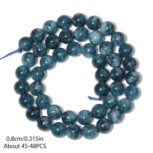 Stone Beads, 45pcs Blue Apatite, 8mm Round Loose Beads for Jewelry Making, Bracelets, with Bag, String & Card - color: Blue Apatite, size: 8mm
