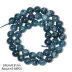 Stone Beads, 45pcs Blue Apatite, 8mm Round Loose Beads for Jewelry Making, Bracelets, with Bag, String & Card - color: Blue Apatite, size: 8mm