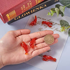 FASHEWELRY 5Pcs Handmade Lobster Lampwork Glass Pendants Red Crayfish Loose Beads Charms for DIY Jewelry Craft Making - color: Lobster-Red
