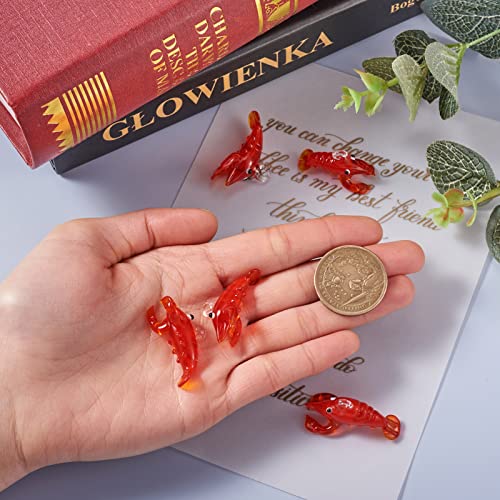 FASHEWELRY 5Pcs Handmade Lobster Lampwork Glass Pendants Red Crayfish Loose Beads Charms for DIY Jewelry Craft Making - color: Lobster-Red