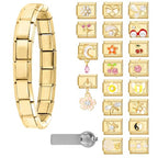 Italian Charms Bracelet Sets with 1Pcs Starter Brascelet 9Pcs Charms 9mm Italian Modular Charm Bracelet DIY Module Jewelry Gifts - color: A-Starter Bracelet Set-20Pcs Gold 2