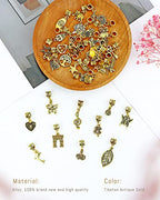JIALEEY 40Pcs Antique Gold Dangle Charm Beads, Dangle Spacer Beads Bails Connector with Multistyle Pendant Charm Dangler for DIY Bracelet Necklace Jewelry Making