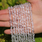Natural Stone Beads 6-8mm Clear Quartz Oval Irregular Freeform Tumbled Loose Gemstone Beads for Jewelry Making 15 Inch Strand 50-55 Pcs - color: Clear Quartz-1 strand15”-approx. 55 beads