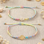 Christian Cross Jesus Pendant Charm Gold Rope String Beaded Bracelets Stack Set for Women,Handmade Bohemian Colorful Adjustable Jewelry,God Lucky Protection Friendship Gift - color: Colorful