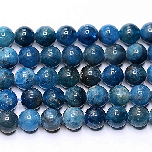 Natural Gemstone Loose Beads Smooth Round Approxi 15 inch DIY Bracelet Necklace for Jewelry Making (6mm, Blue Apatite) - color: Blue Apatite, size: 6mm
