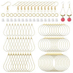 K Gold 670Pc Earring Making Kit with 120 Hoops, 150 Hooks, 200 Jump Rings, 200 Backs for DIY Jewelry - color: 670Pcs-K Gold