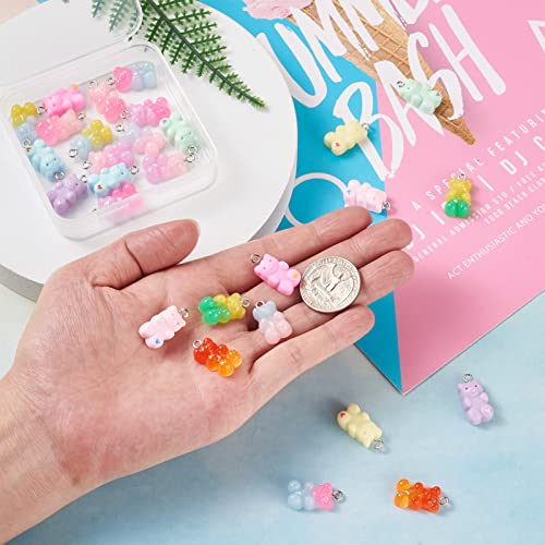 Cheriswelry Cup Cake Resin Pendants Lovely Food Sweet Dessert Dangle Charms Links Hanging Ornament with Metal Loop Fruit Pendants for Key Chains Bracelet Necklace Jewelry Making - color: Mixed Color-Bear*1