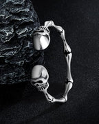 Stainless Steel Cuff Bracelet,Retro Gothic Punk Biker Cool Open Adjustable Cuff Bangle Bracelets Jewelry for Men Silver - style: Skull Bone