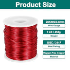 MECCANIXITY 20 AWG Magnet Wire, 20 Gauge Enameled Copper Wire, 1 Lb Magnetic Coil Wire for Transformer, Motor, Electric, 155C(311F) - size: 20 AWG